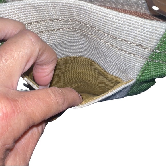 Vintage Y2K Relic Green Cream Mini Shoulder Crossbody Canvas Purse - Picture 6 of 15